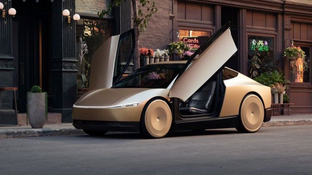 Elon Musk lässt sich vom neuen Robotaxi chauffieren