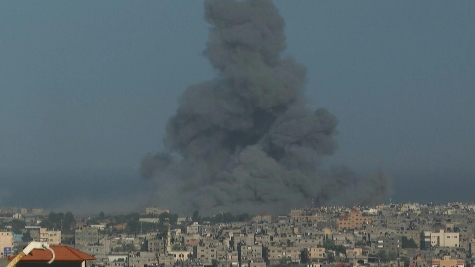 Smoke rises following Israeli air strike on Gaza Strip