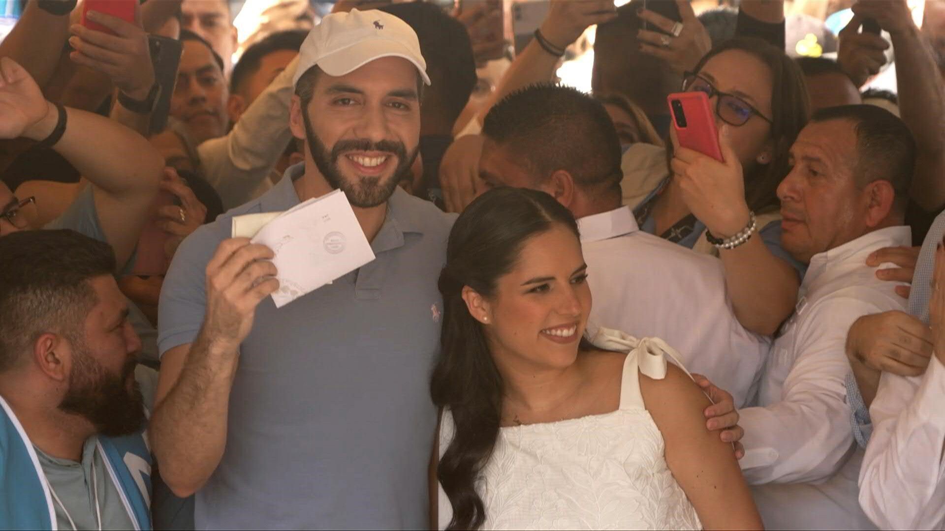 El Salvador President Bukele casts his vote in presidential election