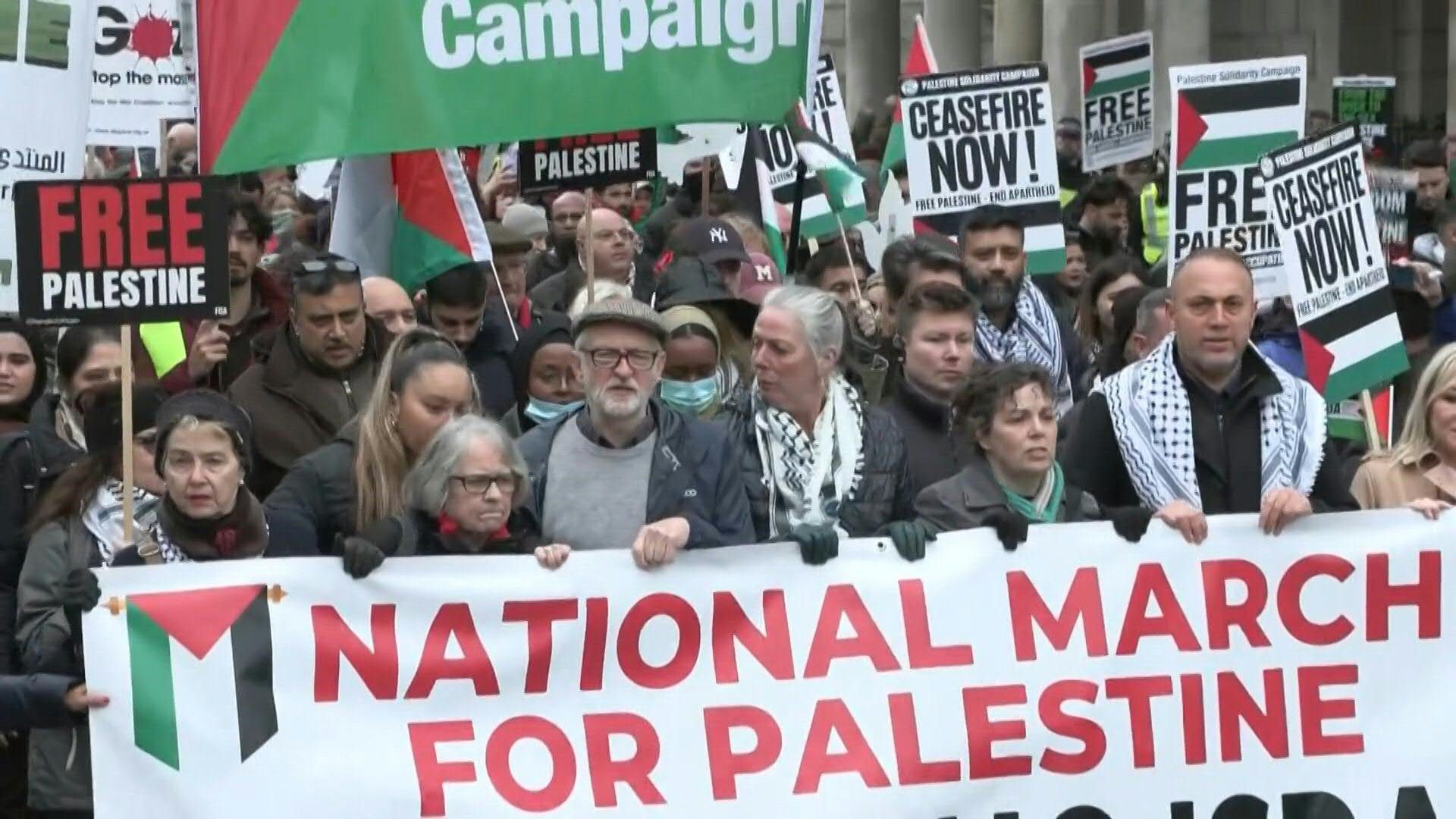 Pro-Palestinian protesters march through London