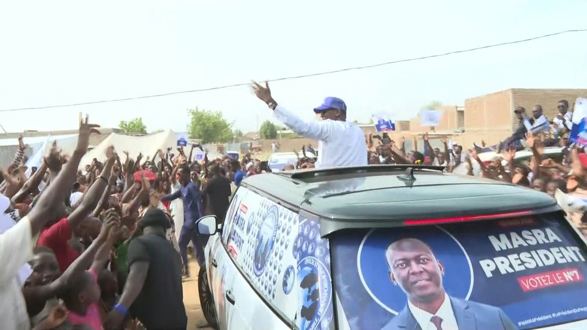 Chad PM and presidential candidate Succes Masra arrives at final campaign rally
