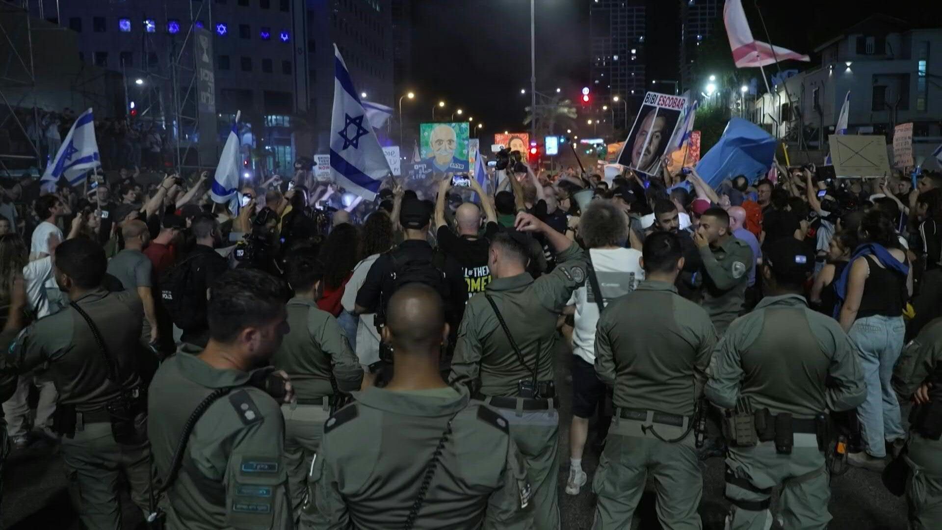Police disperse protesters at rally in Tel Aviv for release of Gaza hostages