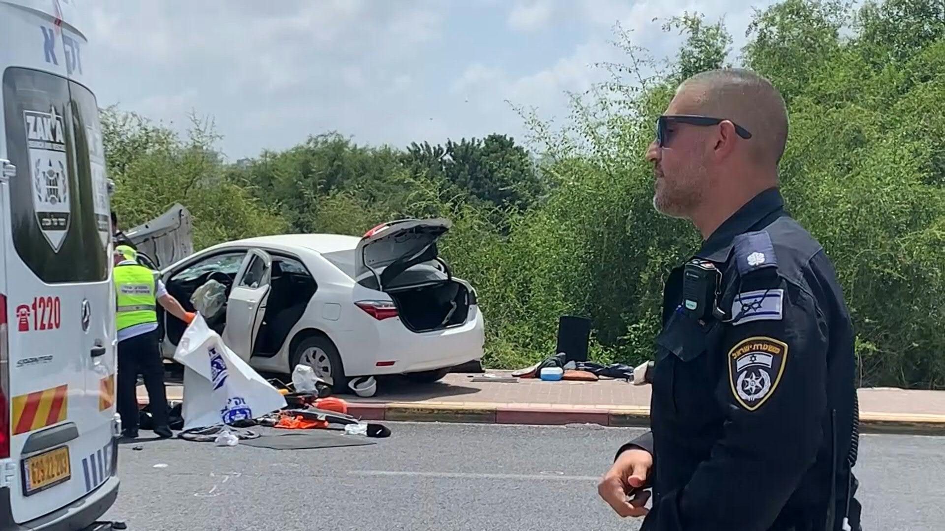 Scene of suspected car-ramming attack in central Israel