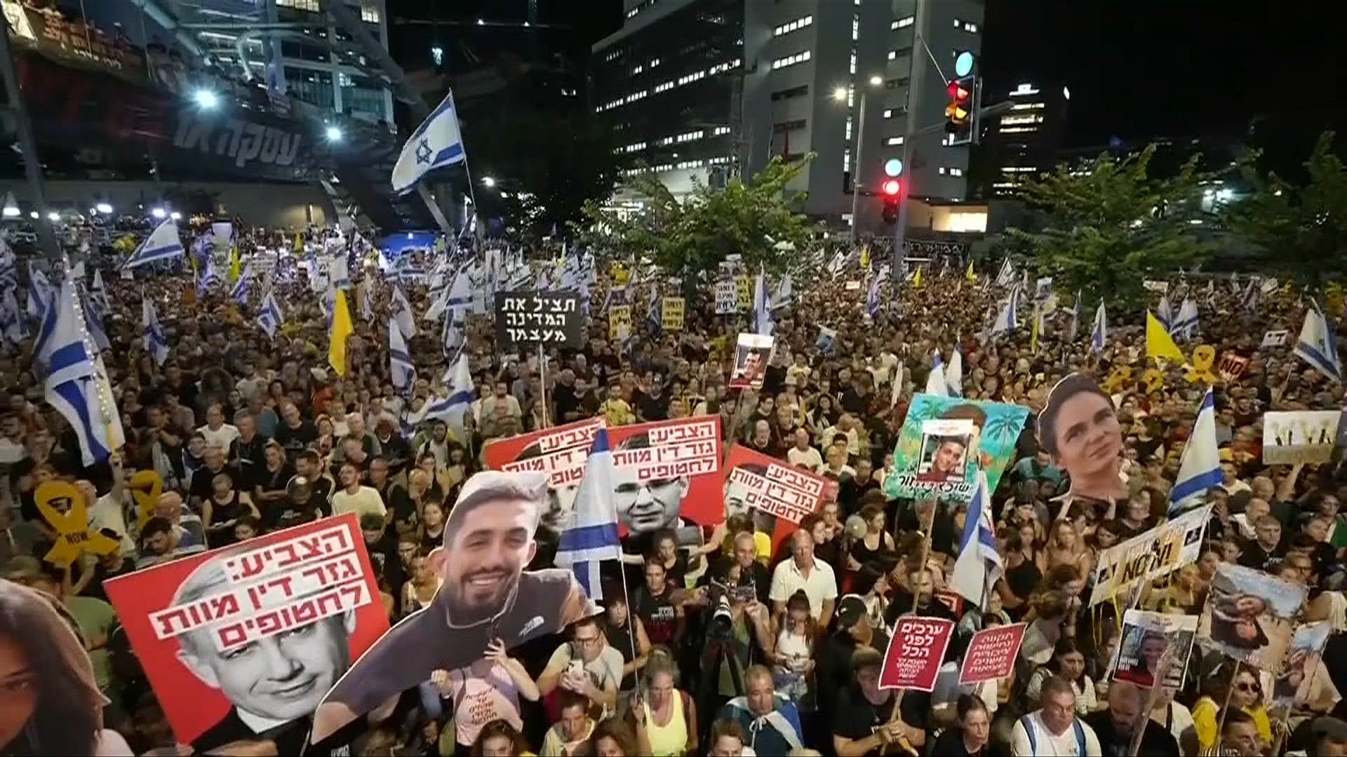 Thousands of Israelis protest in Tel Aviv to demand the release of hostages held in Gaza