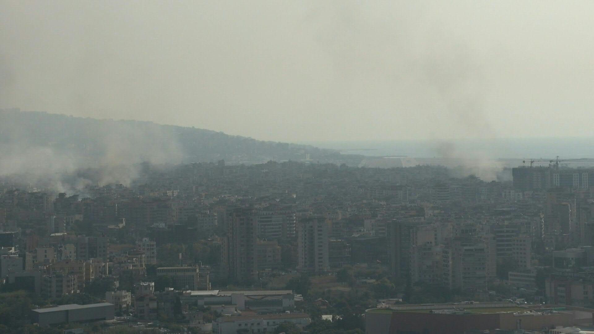 Smoke lingers over the southern suburbs of Beirut after heavy Israeli bombardment