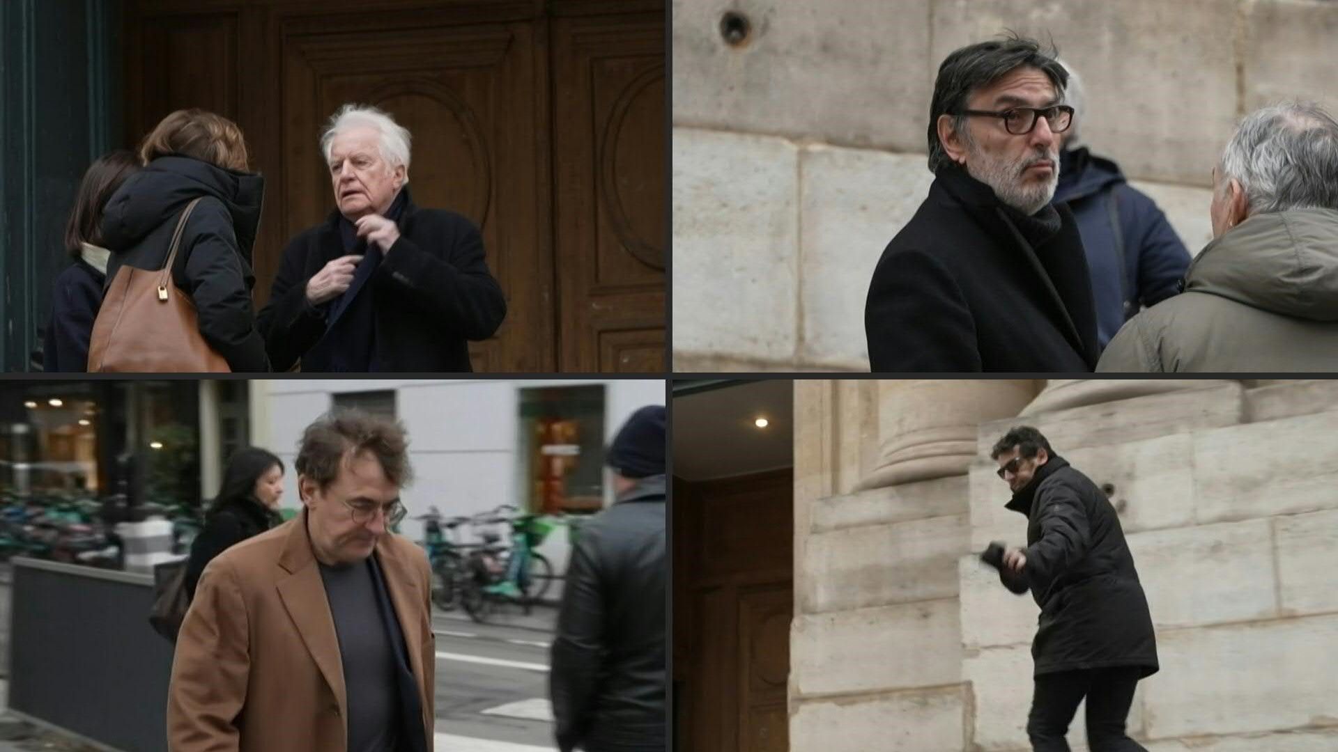 Franse acteurs arriveren bij de begrafenis van Niels Arestrup