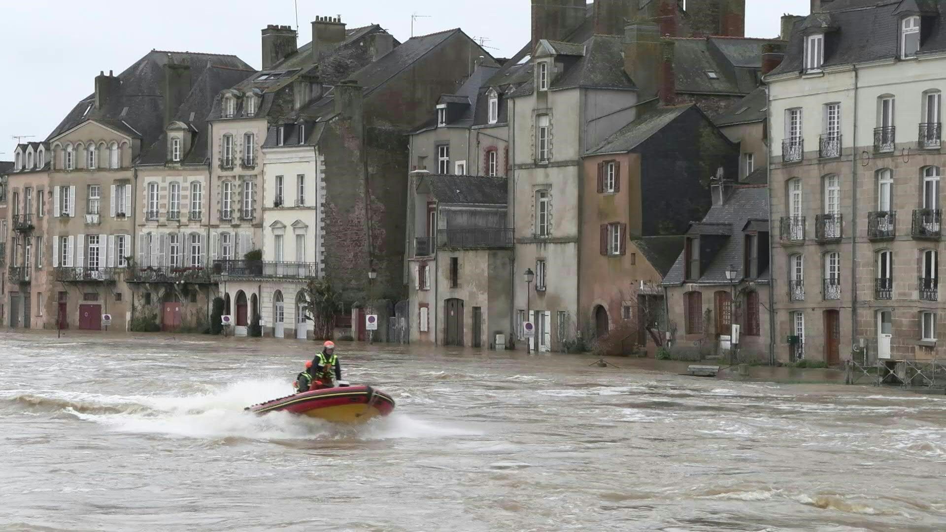 Towns in western France flooded after storm Herminia