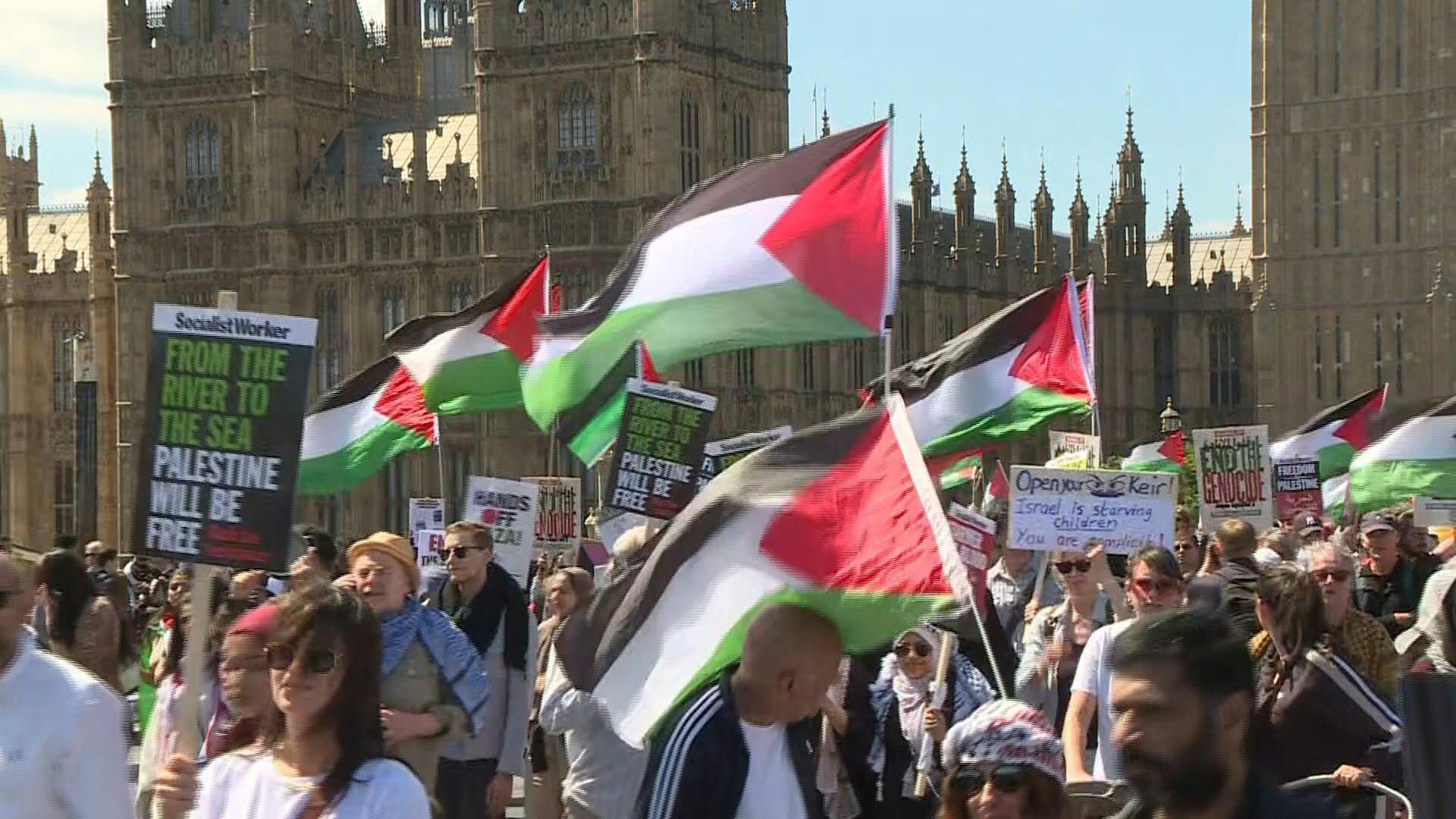 Thousands of pro-Palestinian protesters march in London