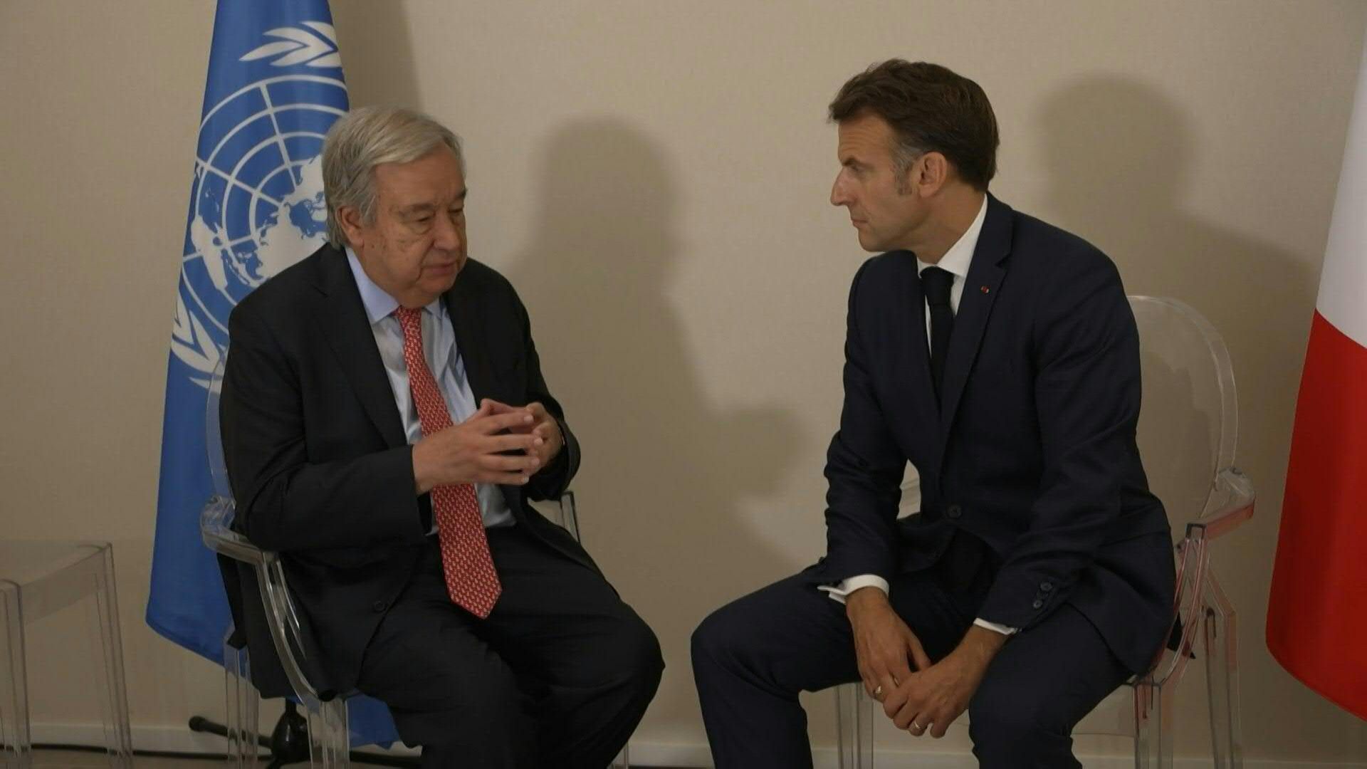 Video: Unoc: Macron meets with United Nations Secretary-General Antonio Guterres