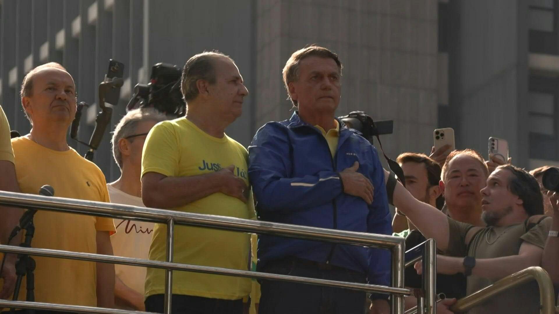 Brazil's former president Bolsonaro at demonstration for 'justice' in Sao Paulo