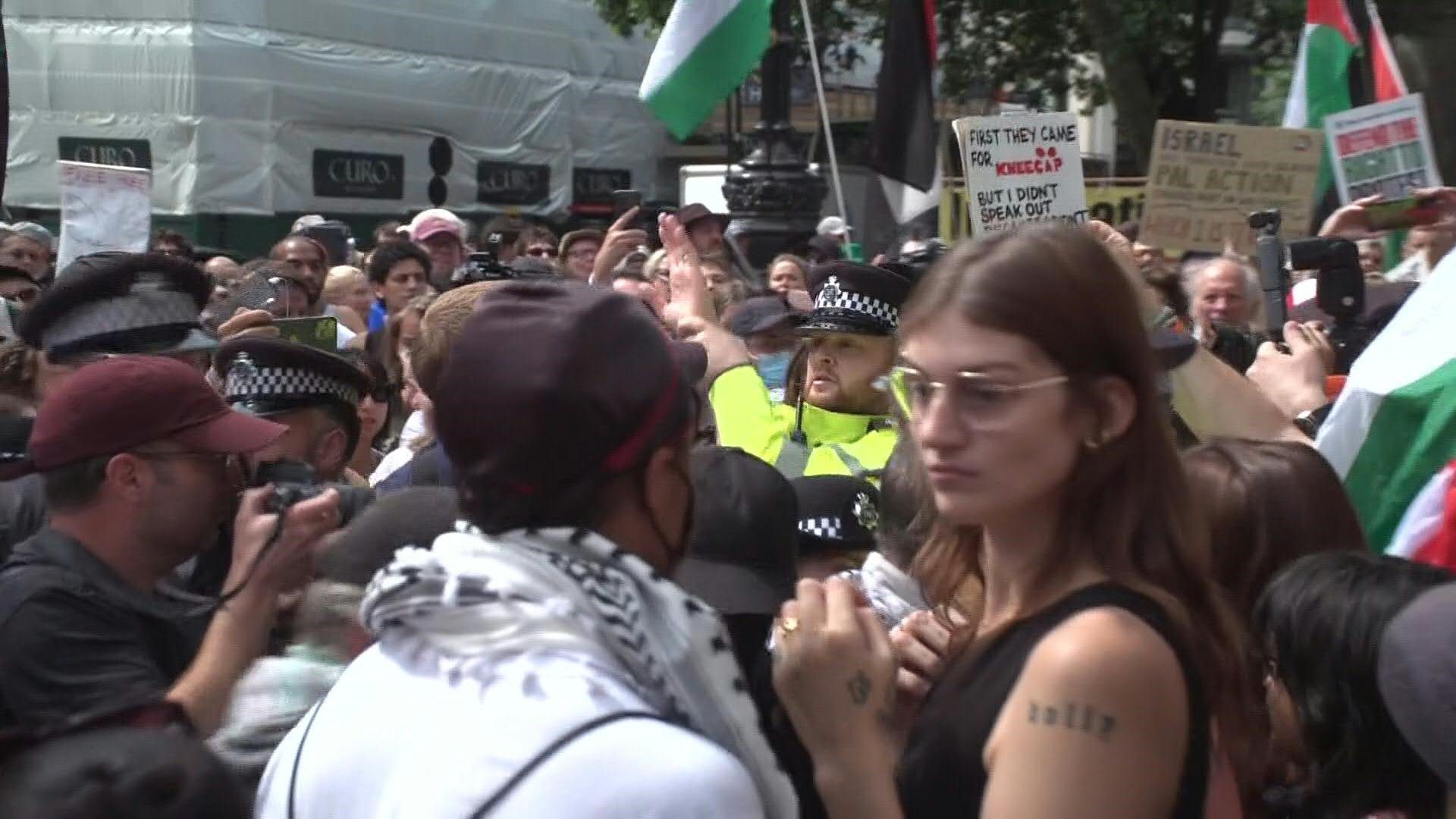 Protest outside UK court as hearing on Palestine Action group takes place