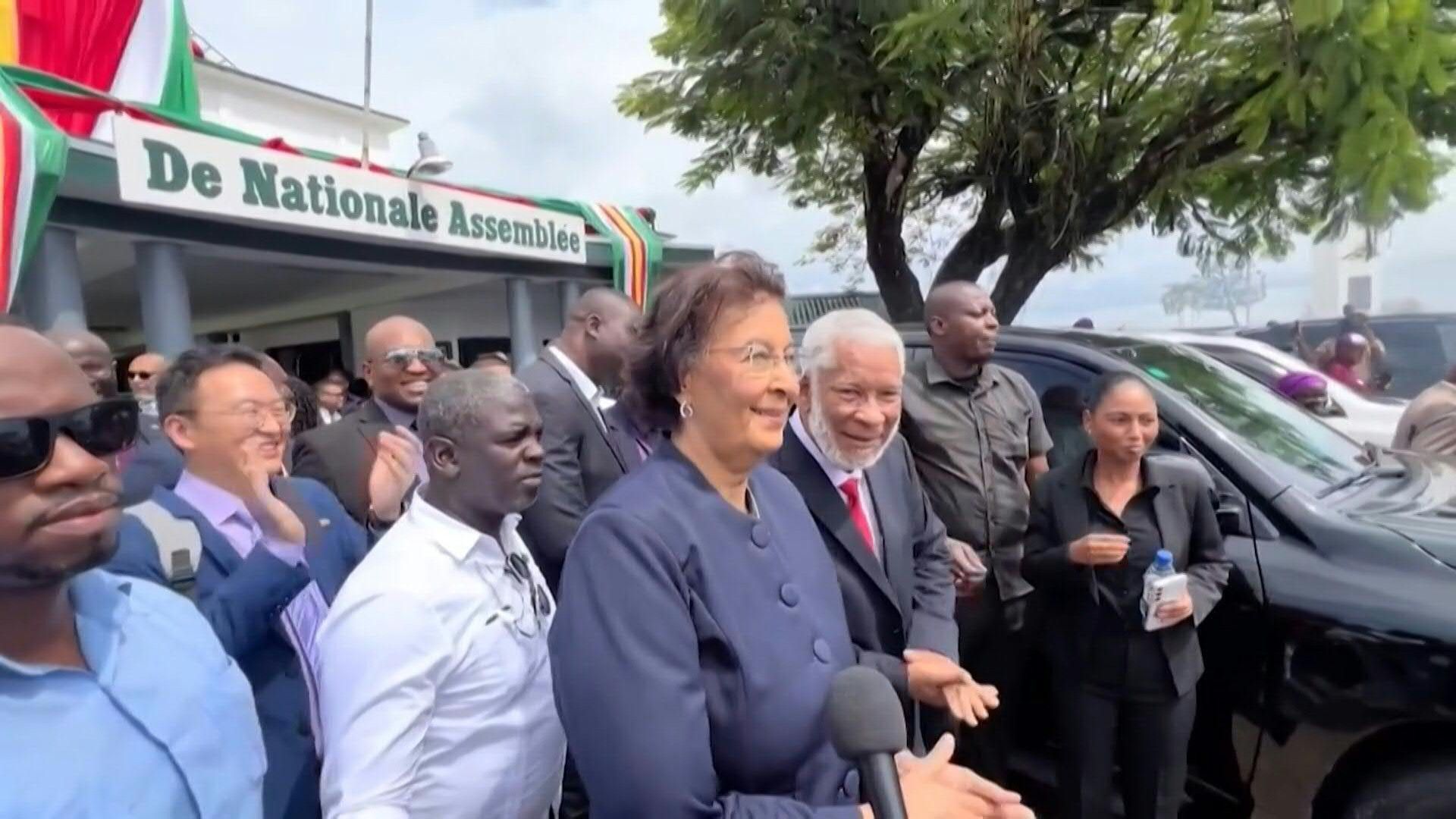 Video: Jennifer Geerlings-Simons greets supporters as she becomes Suriname's first woman president