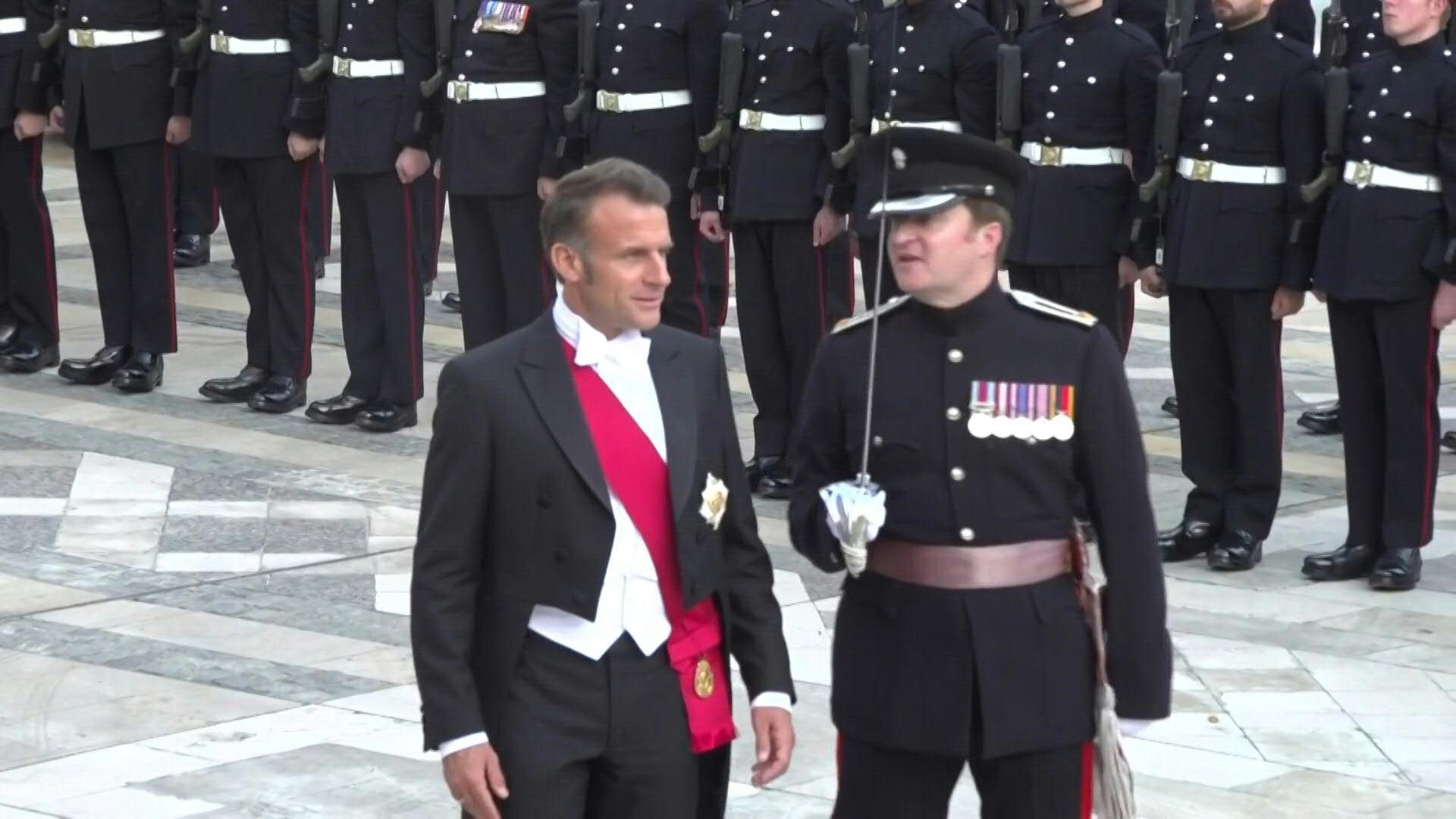 Video: Macron arrives for London banquet on second day of state visit
