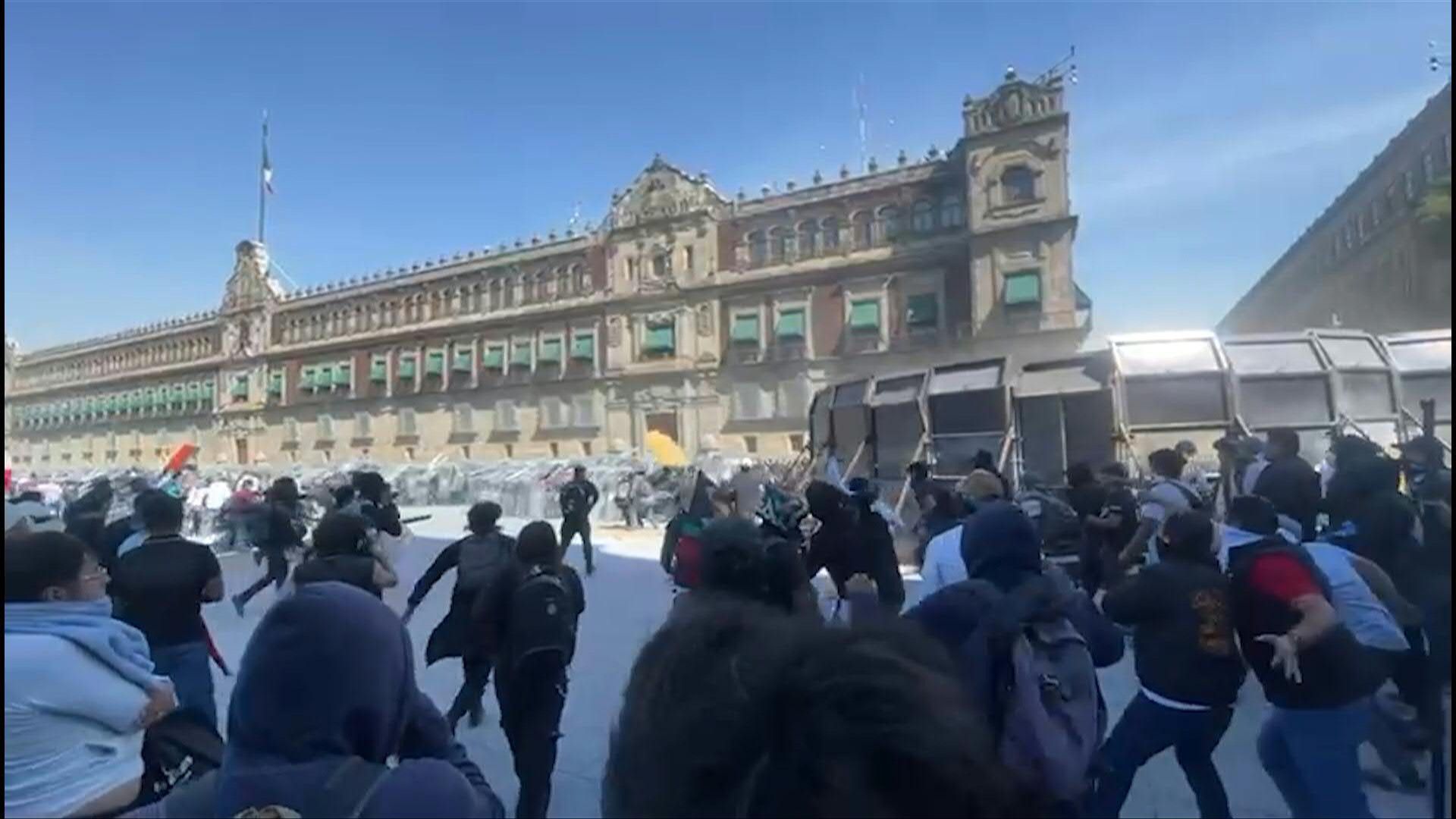 Protesters throw rocks at police during Gen Z march against President Sheinbaum