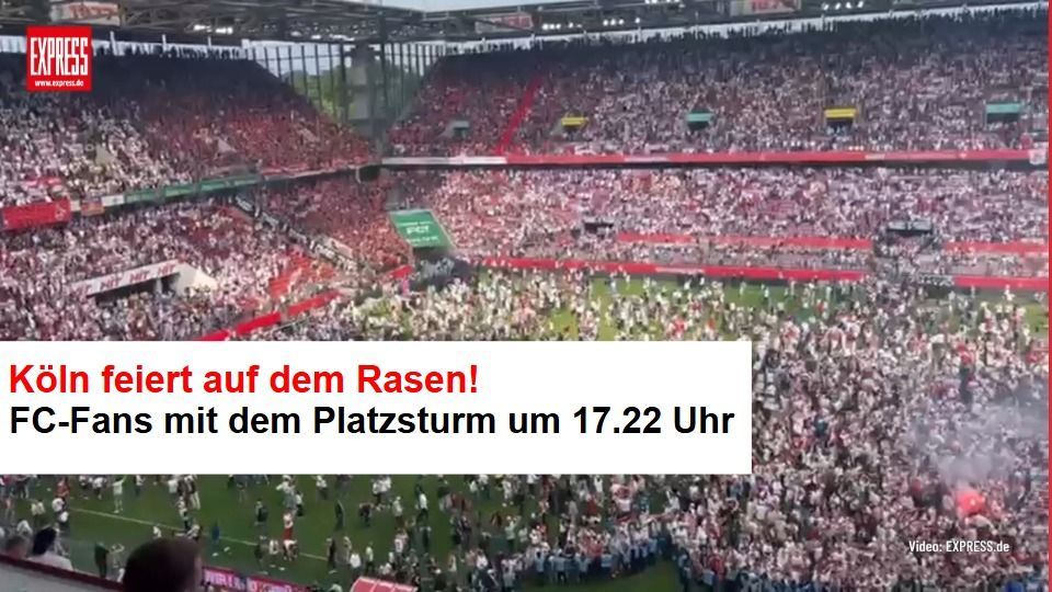FC-Fans mit dem Platzsturm! Köln feiert auf dem Rasen