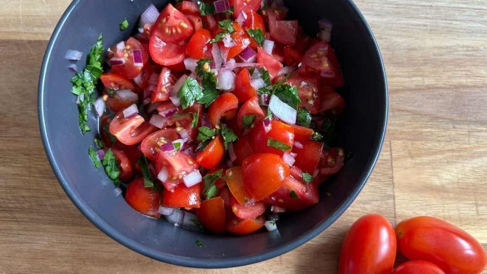 Fruity Tomato Salad with Balsamic Honey Dressing
