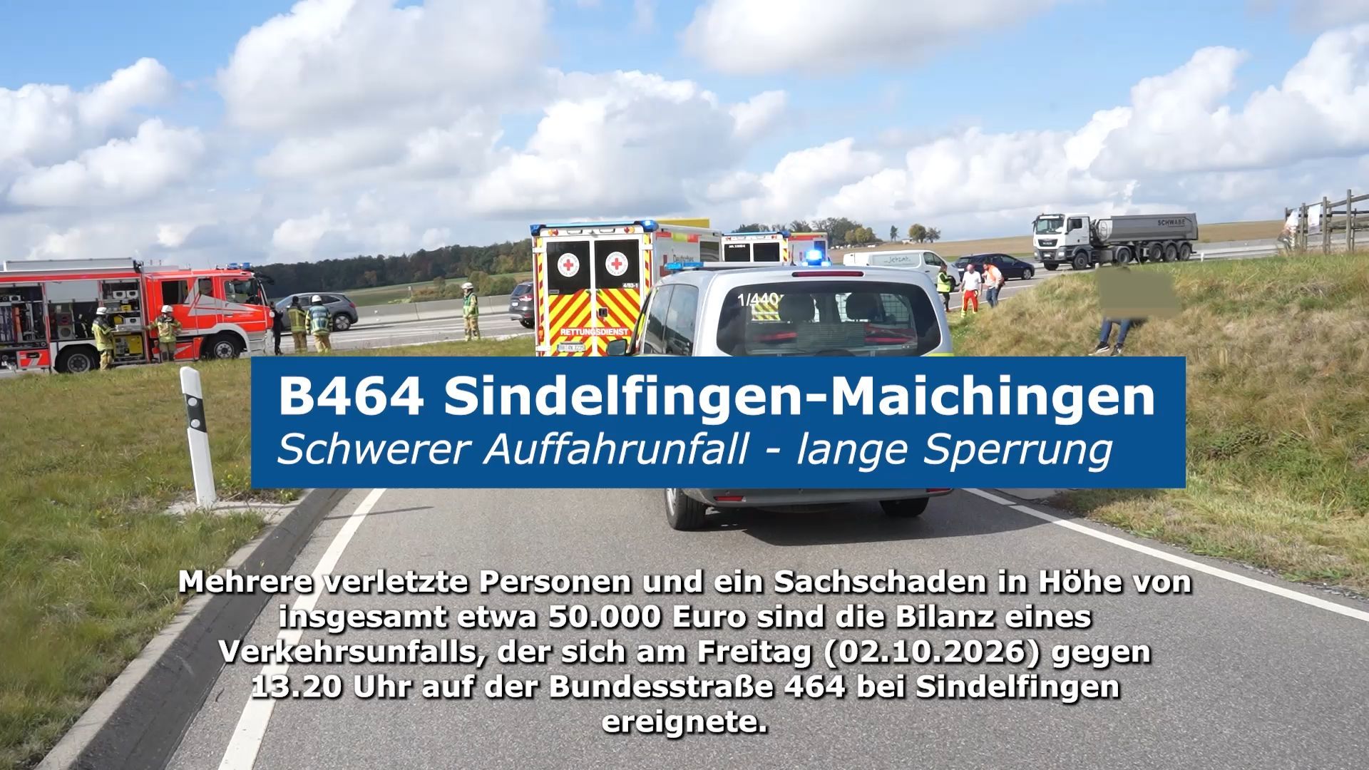 Video: B 464 Sindelfingen: 20-Jährige nach Auffahrunfall schwer verletzt