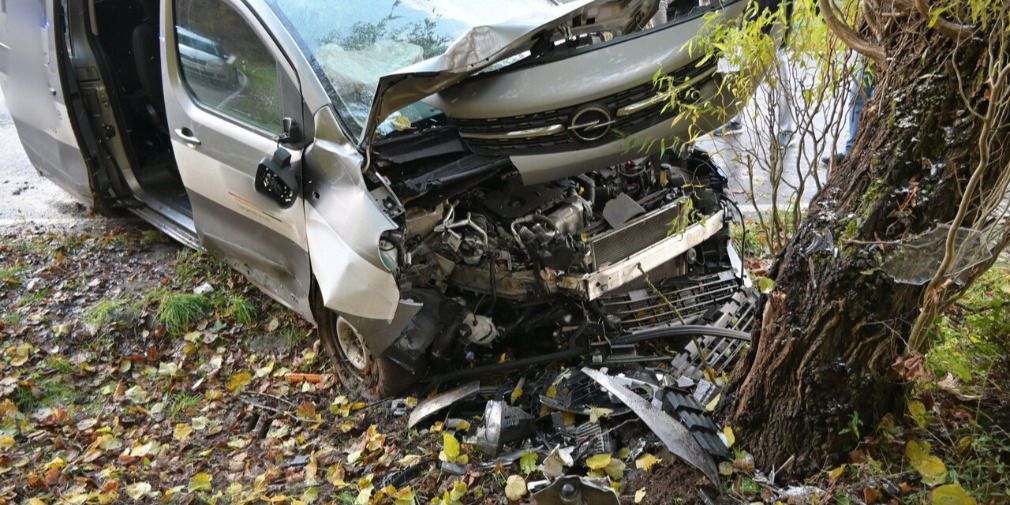 Kleintransporter gegen Baum: Großes Aufgebot an Rettungskräften im Einsatz
