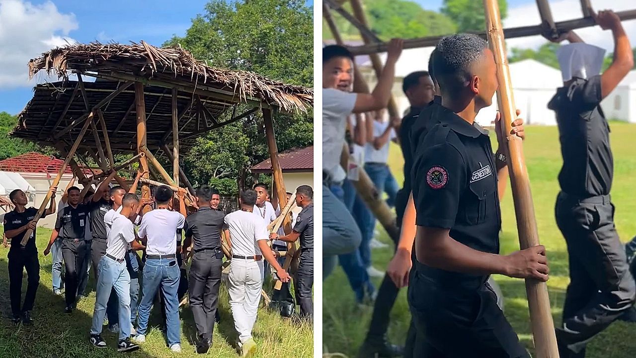 Video: Keine Teamarbeit: Student will angeben – und reißt Bambushütte ein