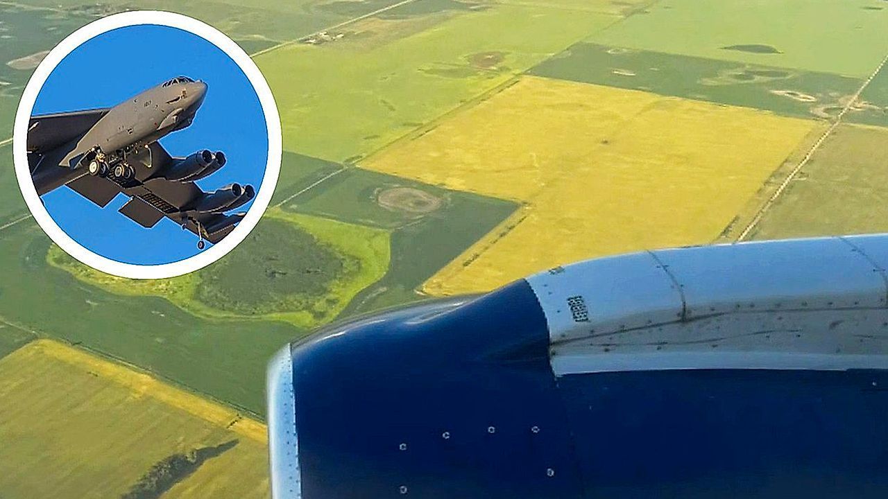 Video: Beinahe-Zusammenstoß: Passagierjet muss B-52-Bomber ausweichen