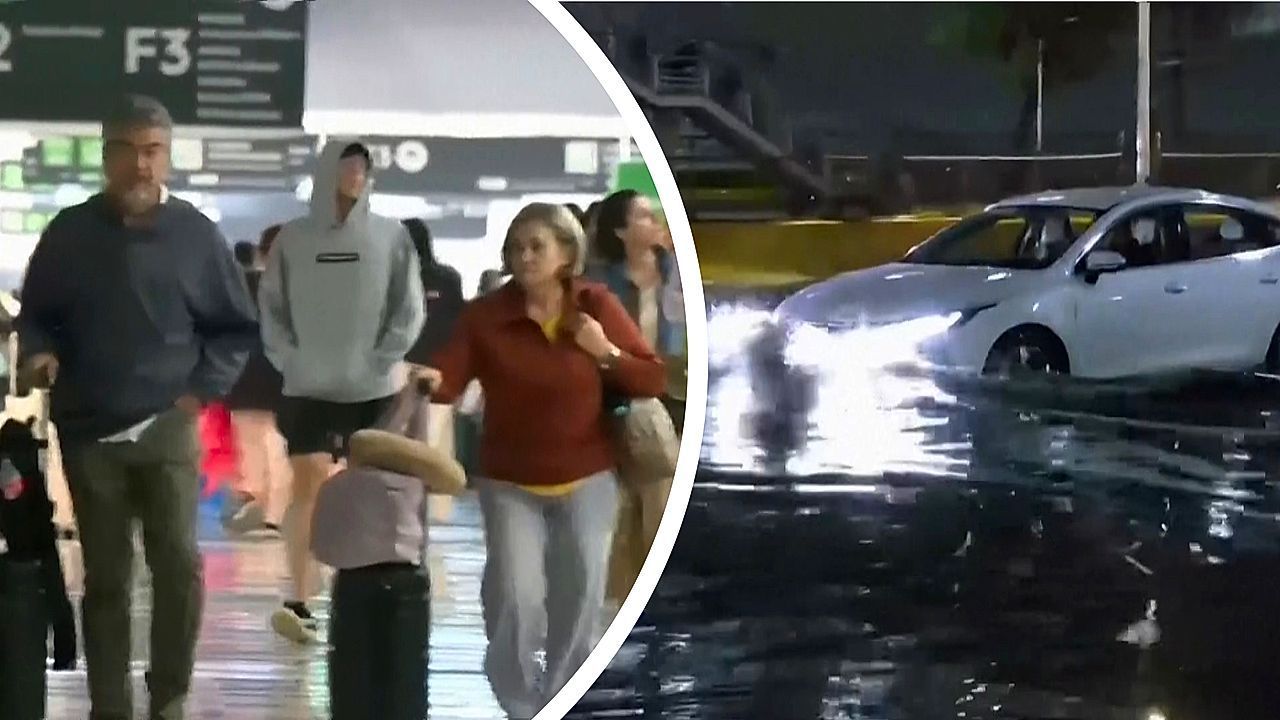 Video: Flughafen in Mexiko-Stadt unter Wasser: Heftiger Regen legt Betrieb lahm