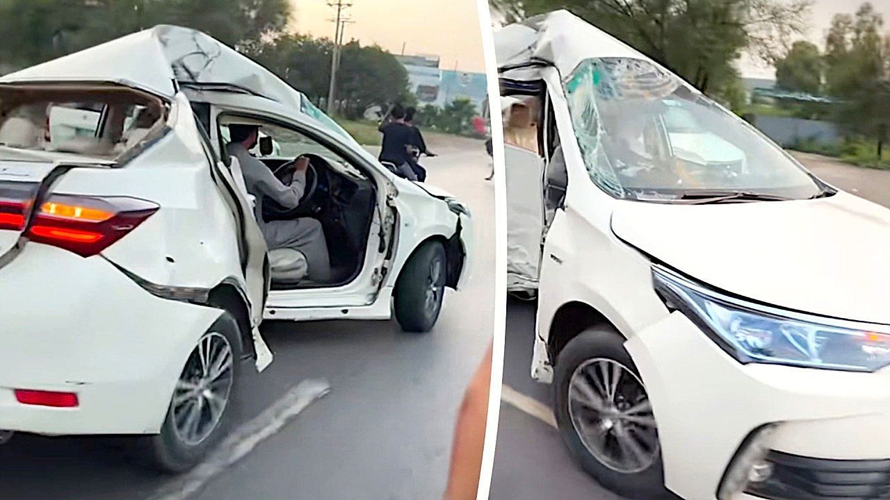 Fahrendes Wrack: Mann steuert schwer beschädigtes Auto durch den Verkehr