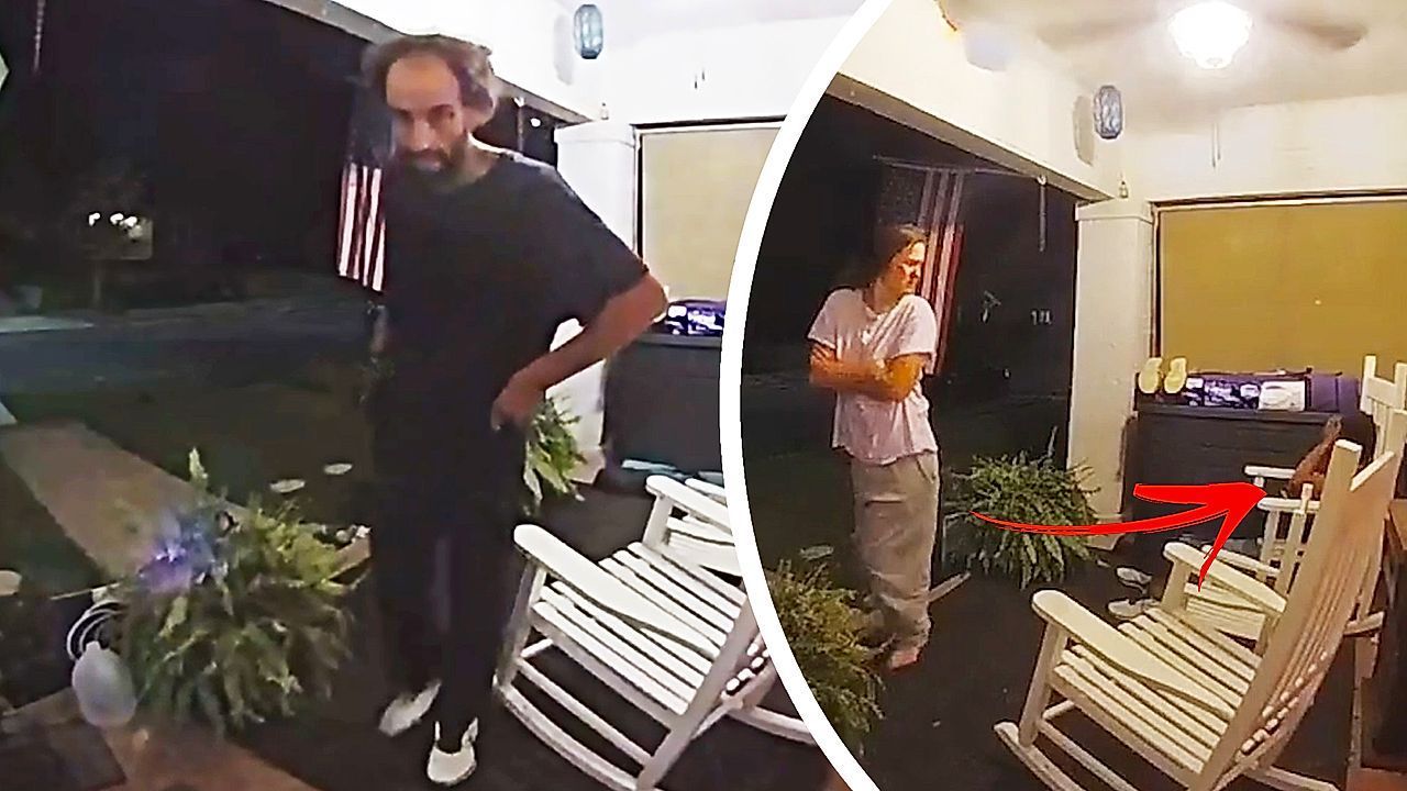 Video: Gruseliger Schock: Frau entdeckt fremden Mann schlafend auf ihrer Veranda