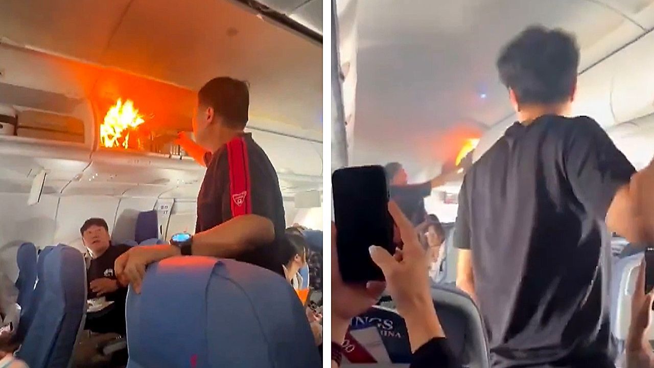 Video: Passengers horrified as lithium battery erupts into flames aboard Air China flight