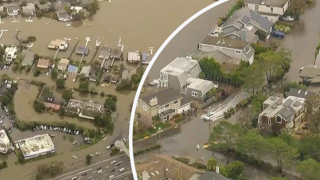 Video: Ungewöhnlich hohe Springfluten: Bay Area bei San Francisco unter Wasser