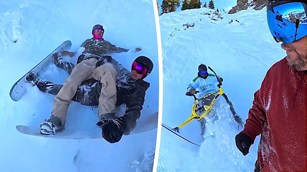Video: Auf dem Hosenboden: Wintersportler haben es auf steiler Piste nicht leicht