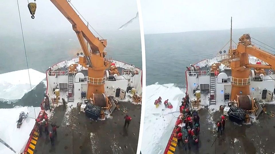 Auf treibender Eisscholle gefangen: Küstenwache rettet Schneemobilfahrer