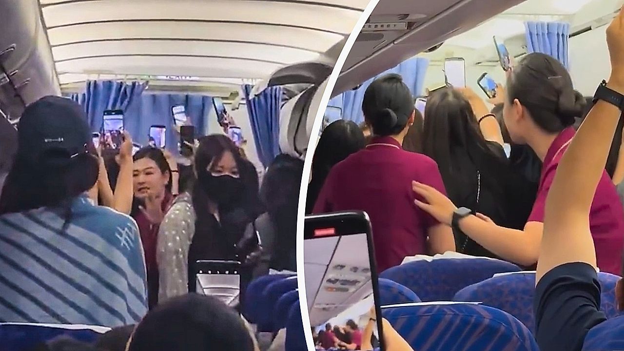 Video: Chaos in der Kabine: Promi-Fans stürmen Flugzeuggang bei Landung