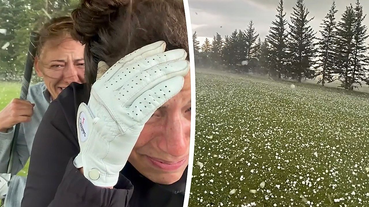 Video: Eiskalt erwischt: Golferinnen geraten in Hagelsturm in Kanada