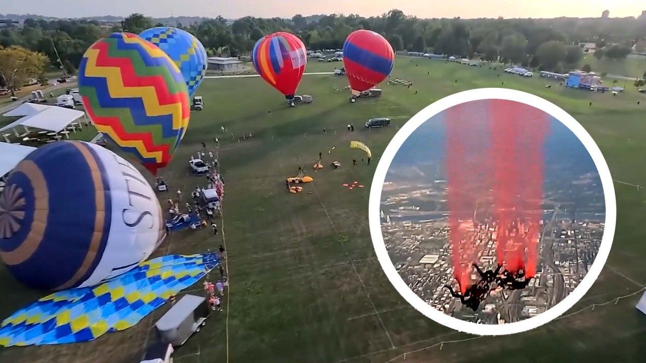 Video: US Army Golden Knights parachute team soar the sky at St Louis Balloon Race