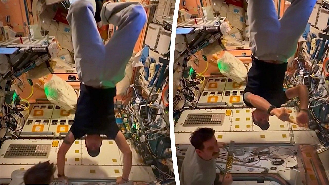 Video: Kein Ruhetag im All: NASA-Astronaut trainiert kopfüber auf der ISS