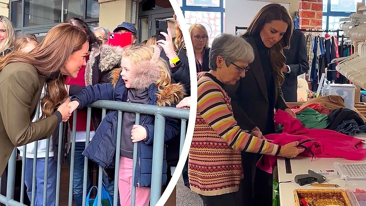 Princess Kate pops into Norfolk hospice café and helps price donated clothes