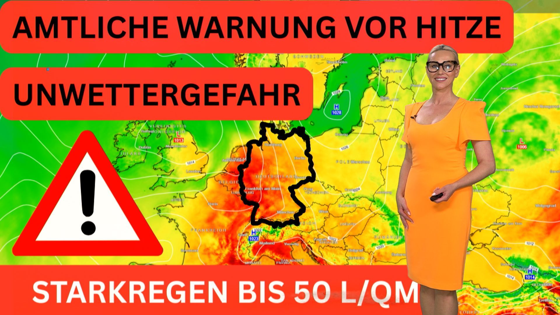 Video: UNWETTER-WARNUNG: Erst Hitze-Alarm – dann schwere Gewitter mit bis zu 50 l/qm Starkregen & Hagel!
