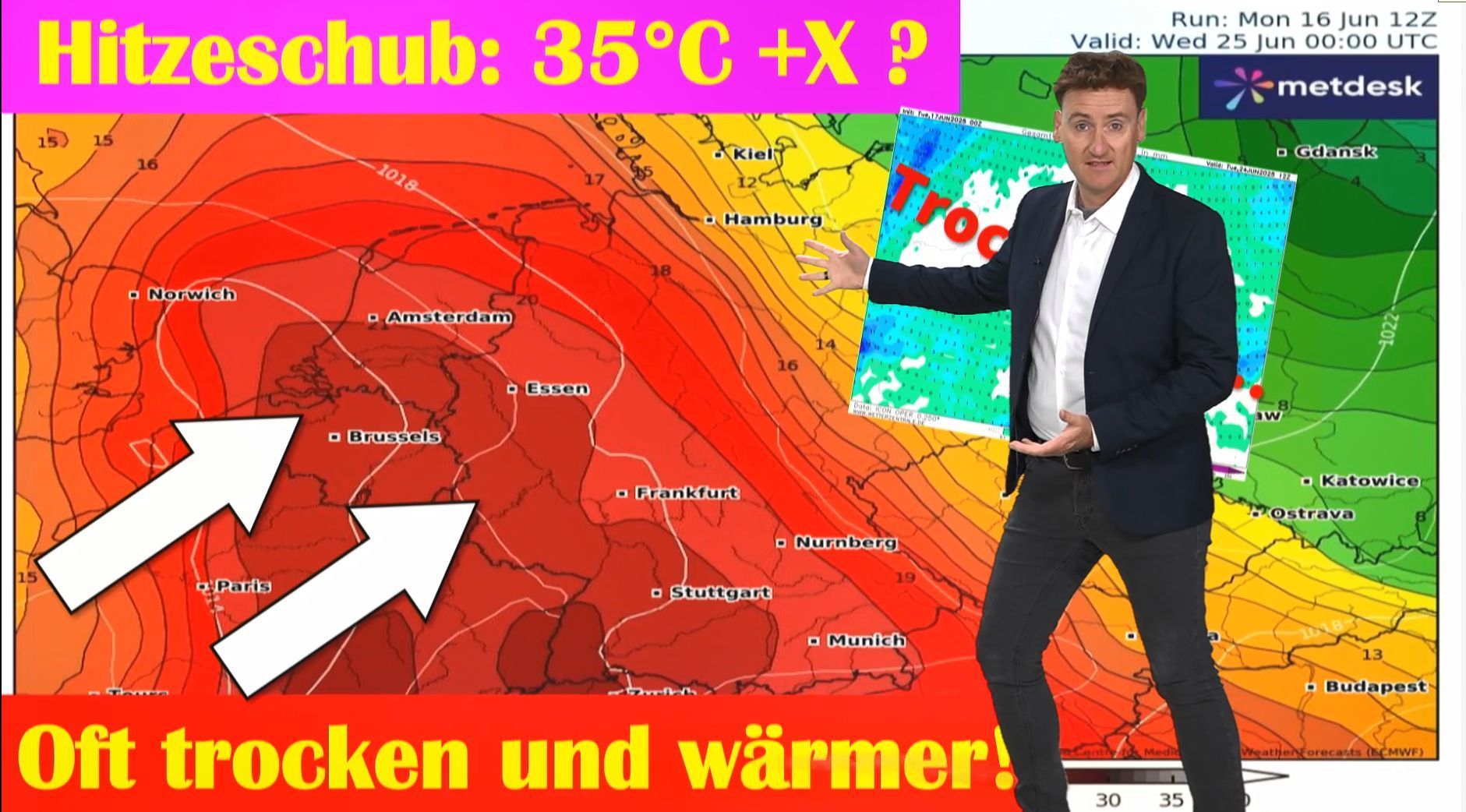 Video: 40°C nächste Woche? Hitzezunge aus Frankreich - erreicht sie auch Deutschland?