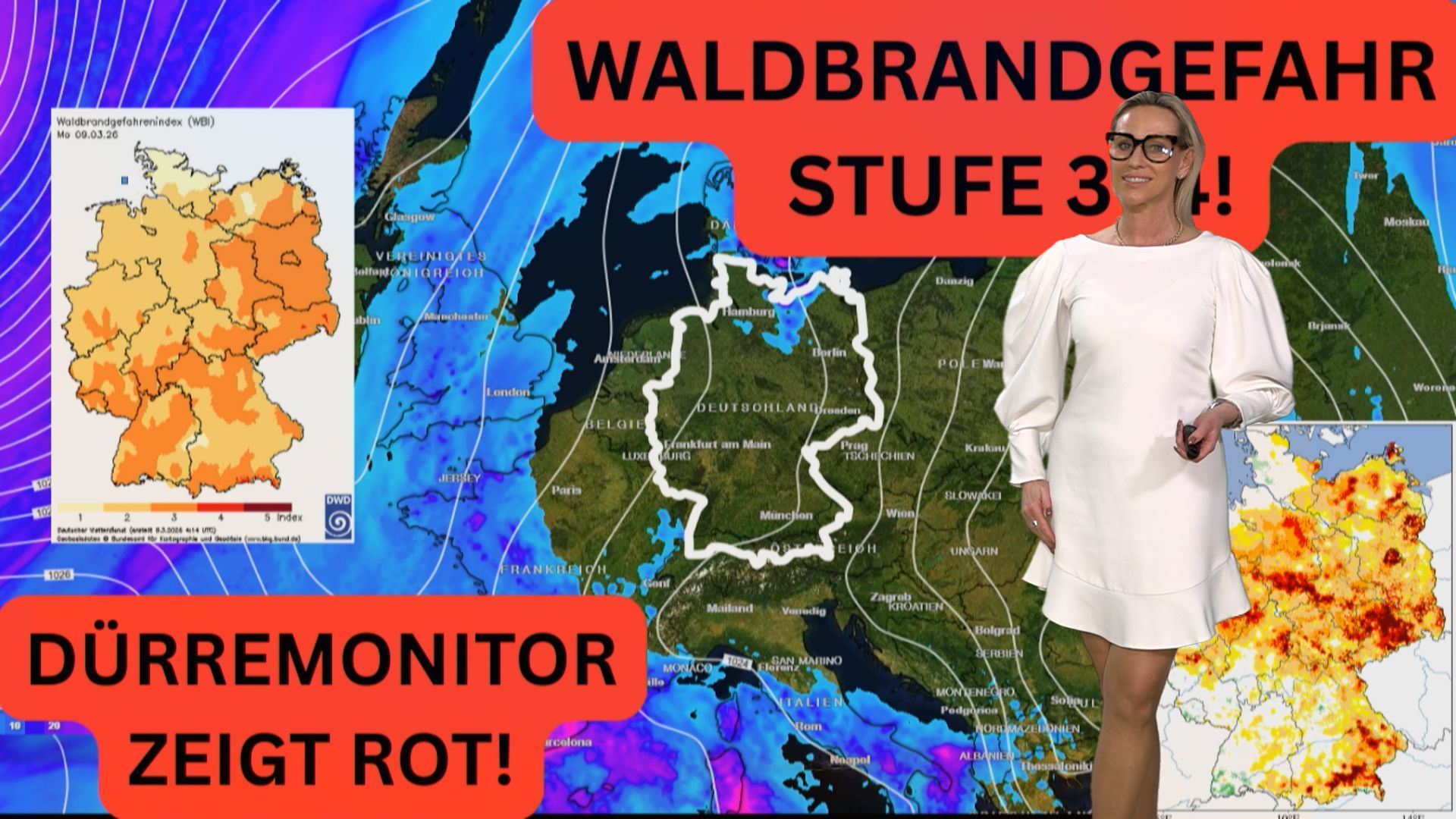 Video: Dürremonitor zeigt rot & Waldbrandgefahr erreicht Stufe 3 bis 4 in Deutschland. Regen in Sicht?