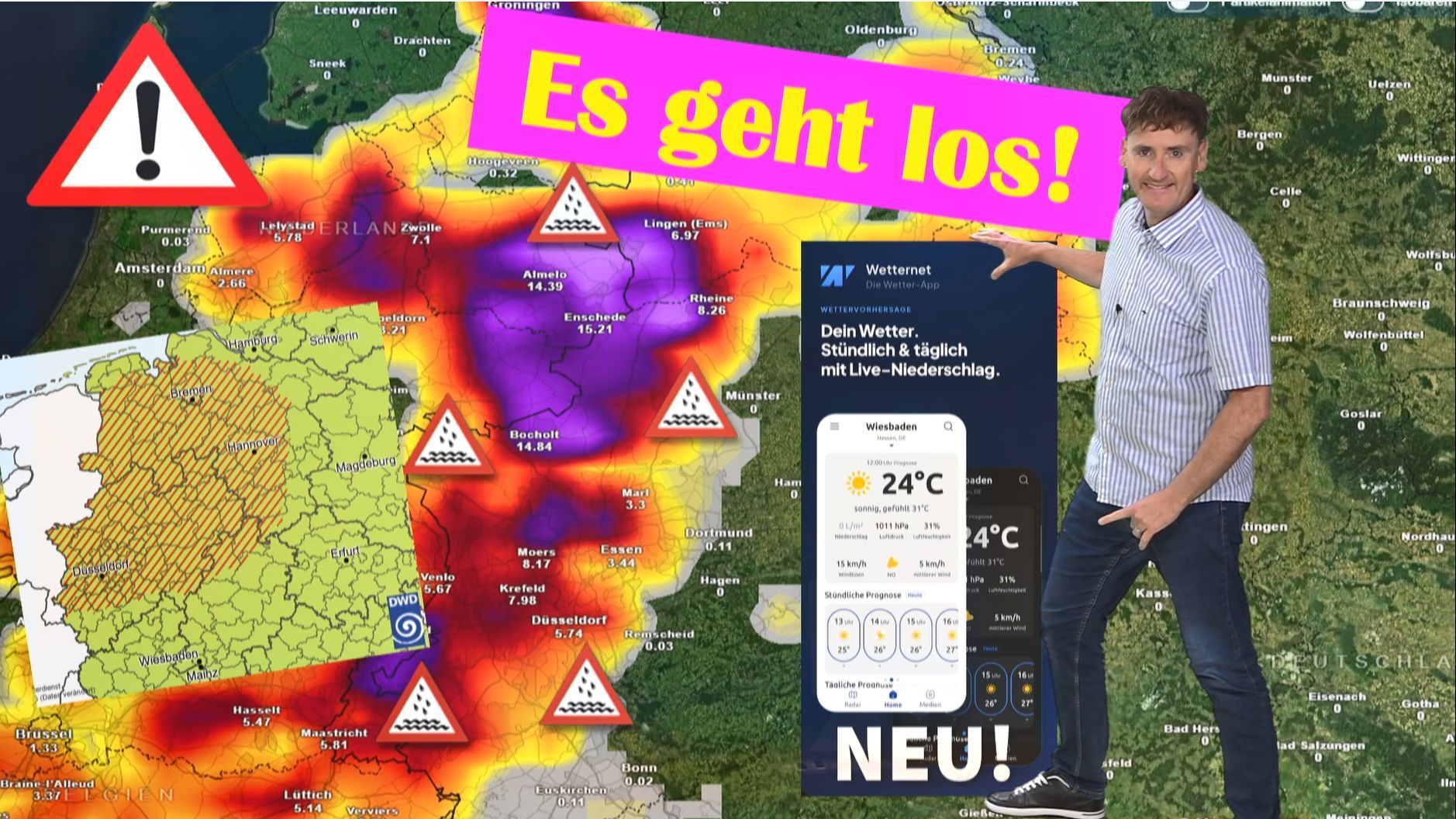 Video: Gefährliche Gewitterlinie bildet sich: Starkregen, Sturm und Hagel! Es geht los!
