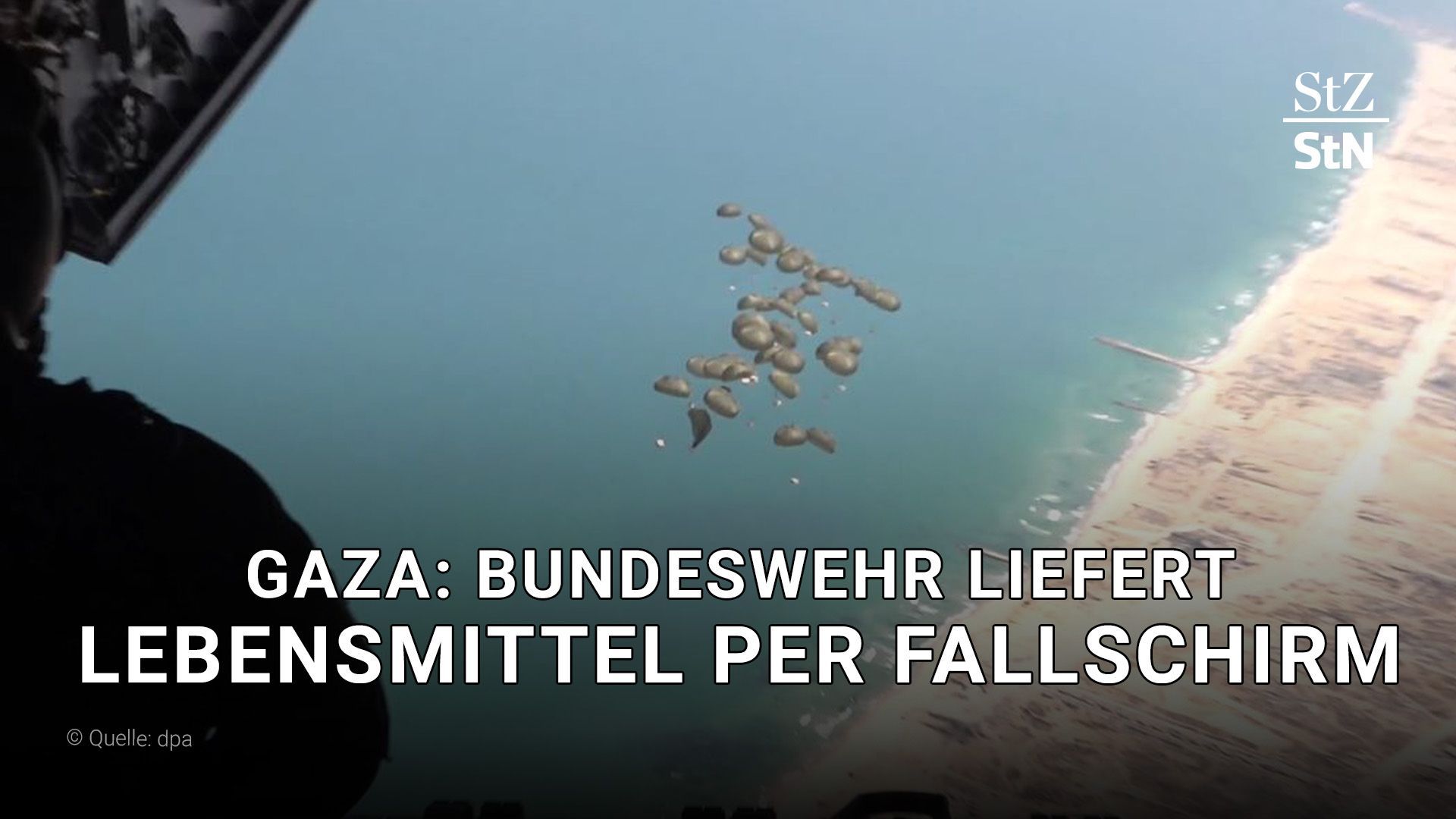 Video: Für Gaza: Bundeswehr liefert Lebensmittel per Fallschirm ab