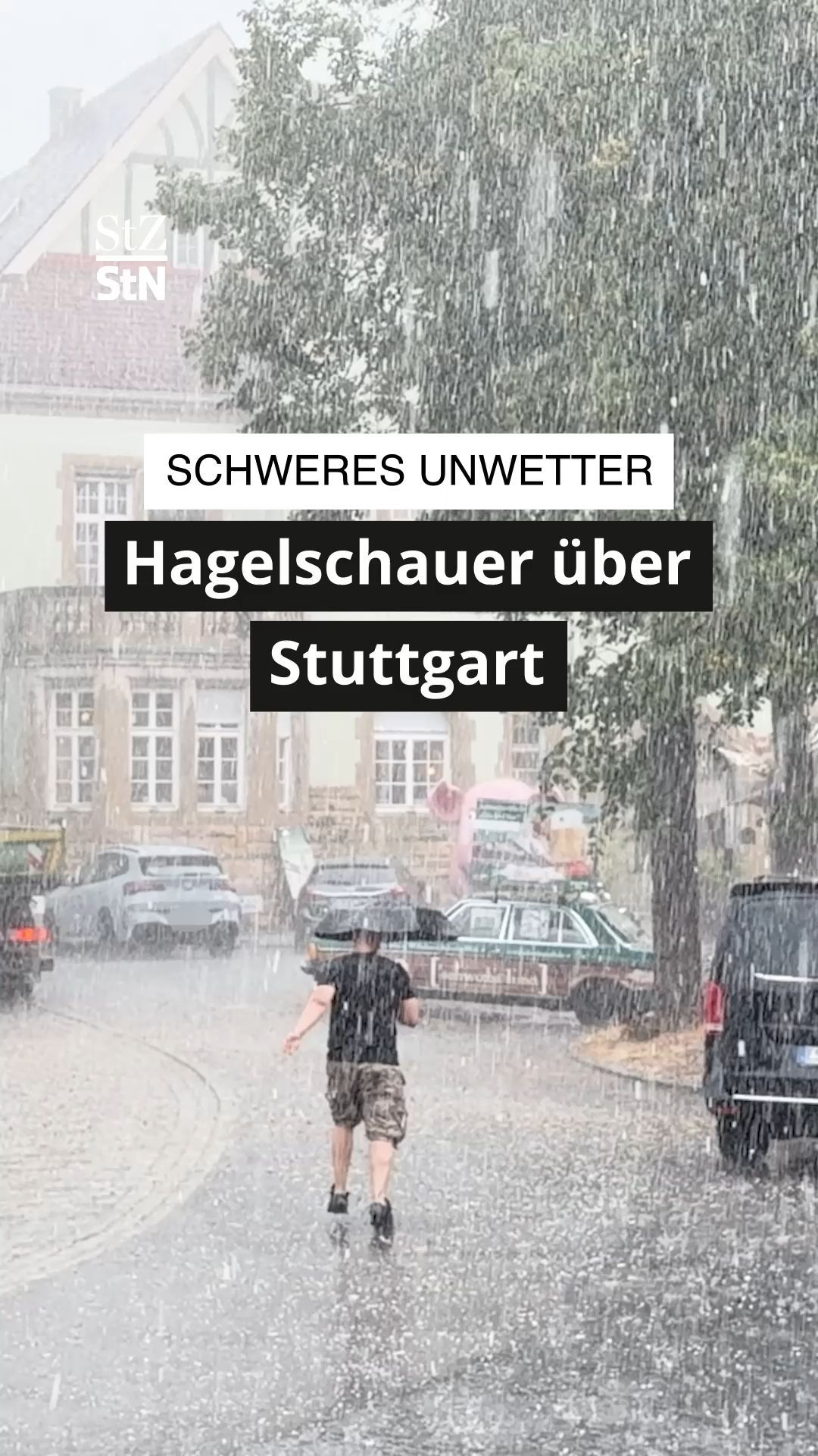 Video: Schweres Unwetter: Hagelschauer über Stuttgart