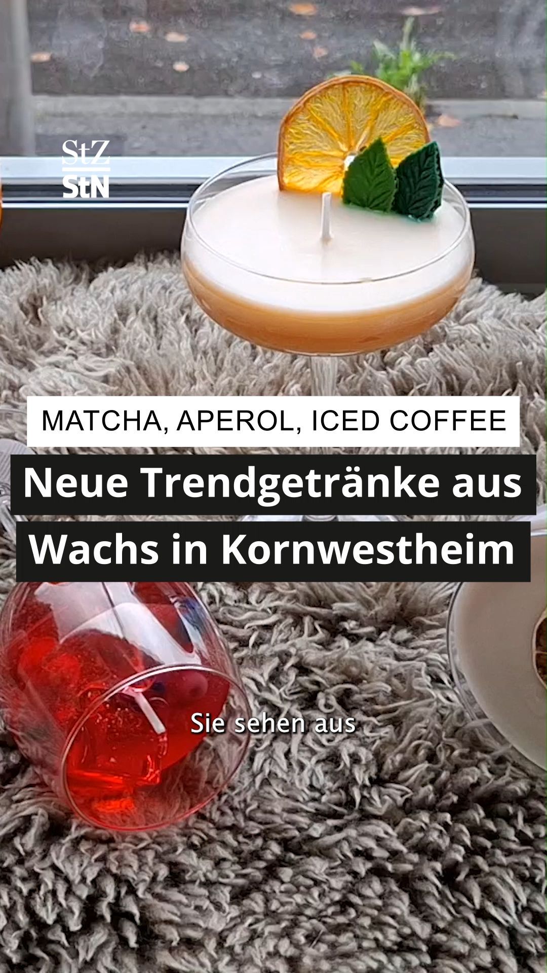 Veluna Manufaktur - These candles look like Aperol Spritz and Matcha Latte