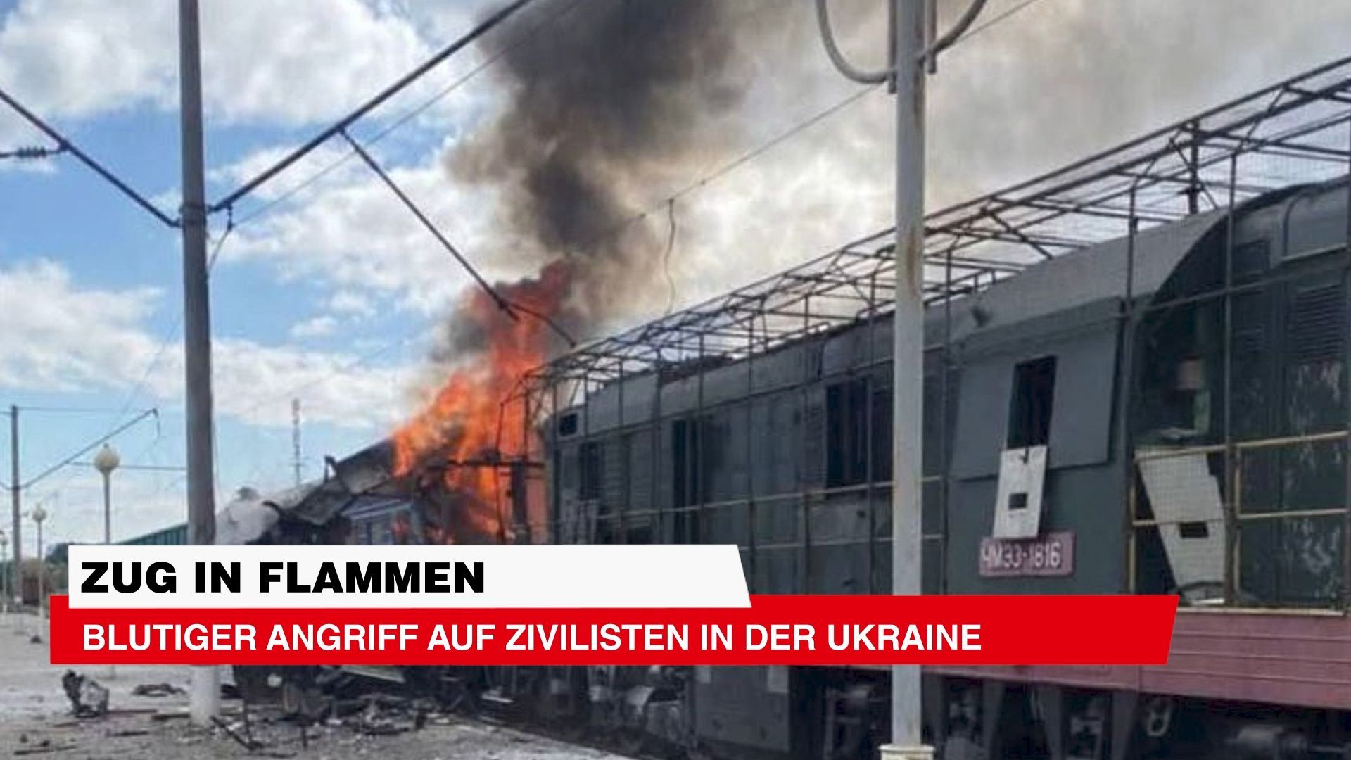 Video: Zug in Flammen: Blutiger Angriff auf Zivilisten in der Ukraine