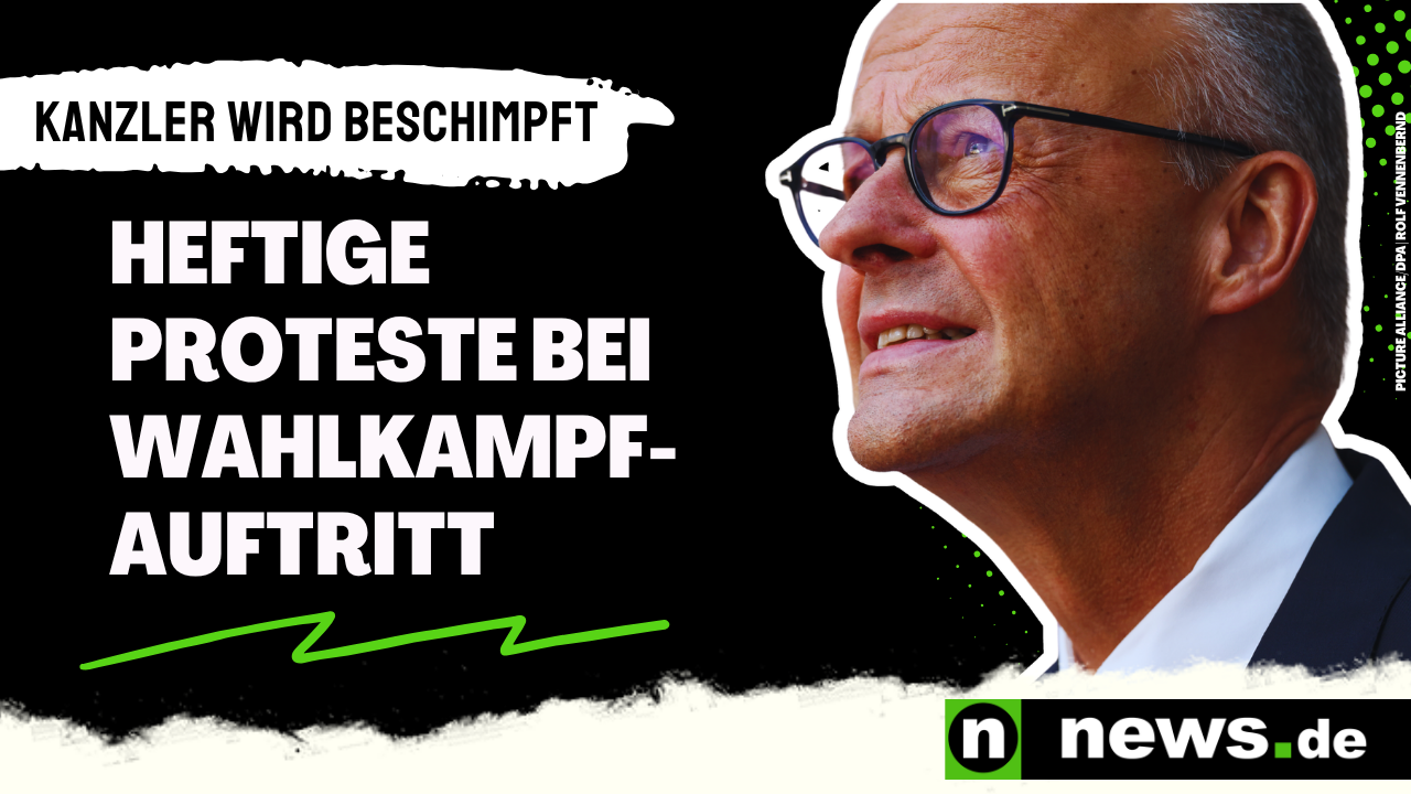 Video: Friedrich Merz: Heftige Proteste bei Wahlkampfauftritt - Kanzler als "Kriegstreiber" beschimpft