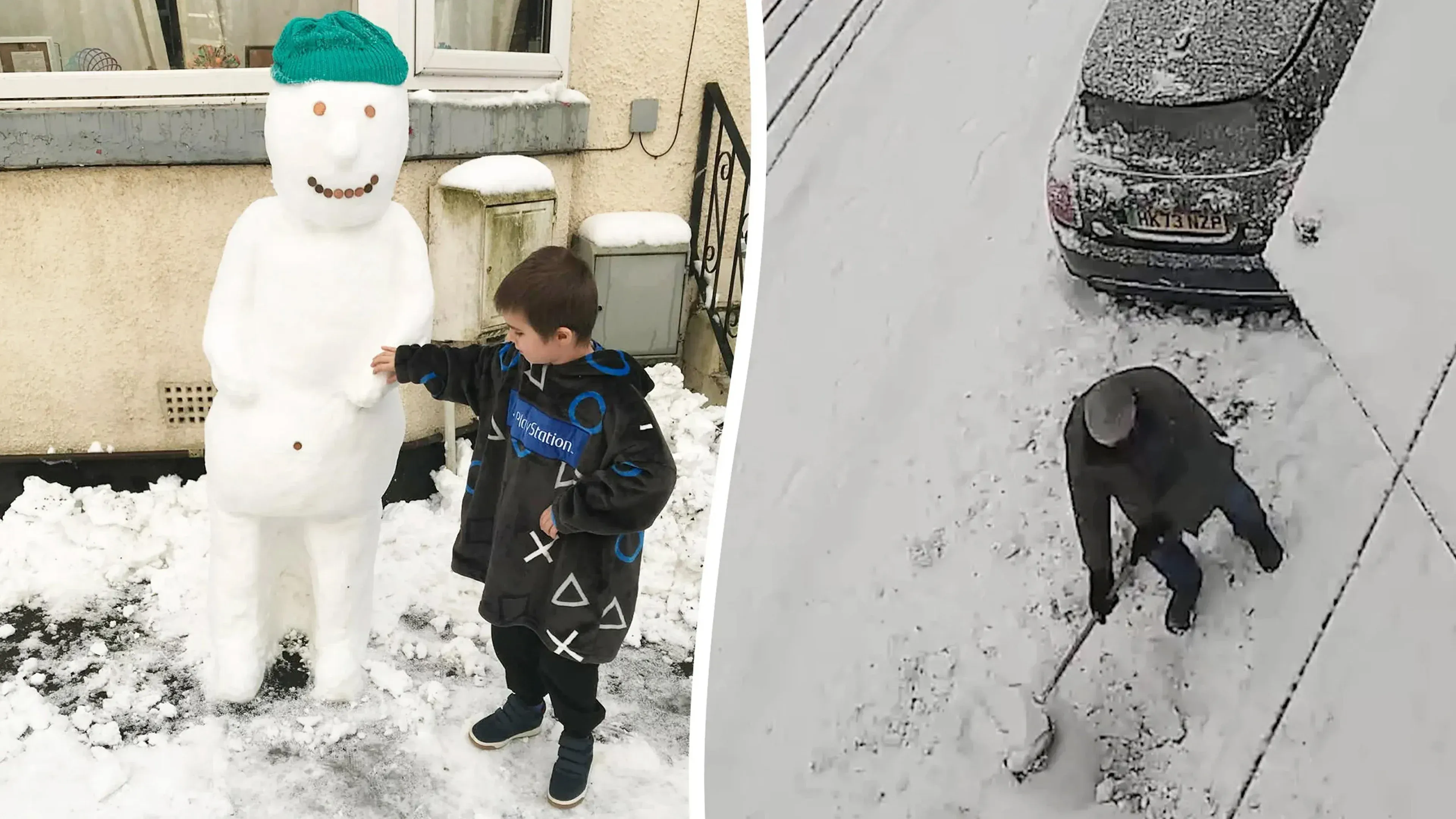 Video: Der Moment, in dem ein „mieser Kerl“ den Schneemann eines fünfjährigen Jungen umwirft