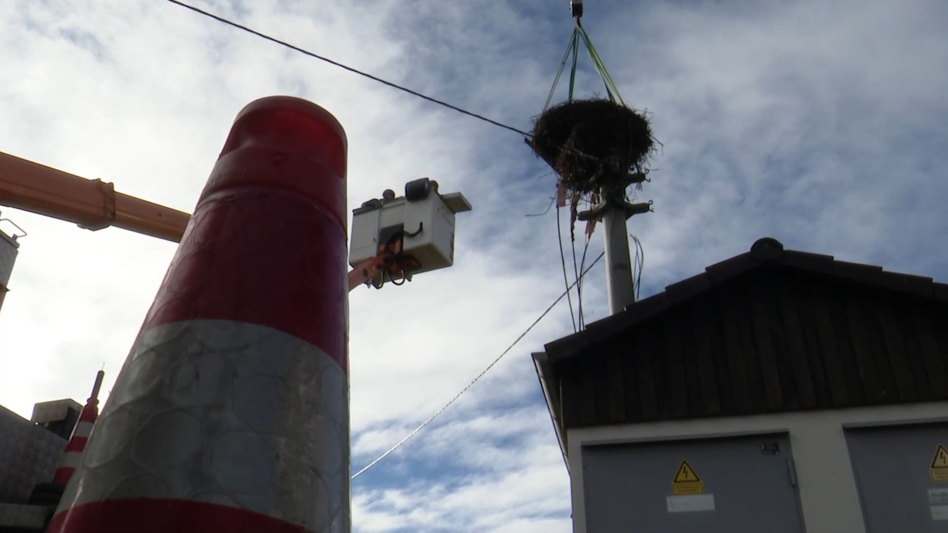 Video: Artenschutz trifft Stromversorgung - Neue Nisthilfe für Storchenpaar