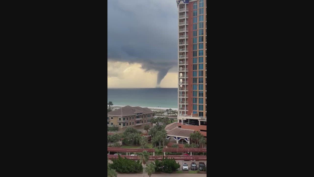 Video: US: Wasserhose bildet sich über dem Golf und verblüfft Beobachter am Pensacola Beach