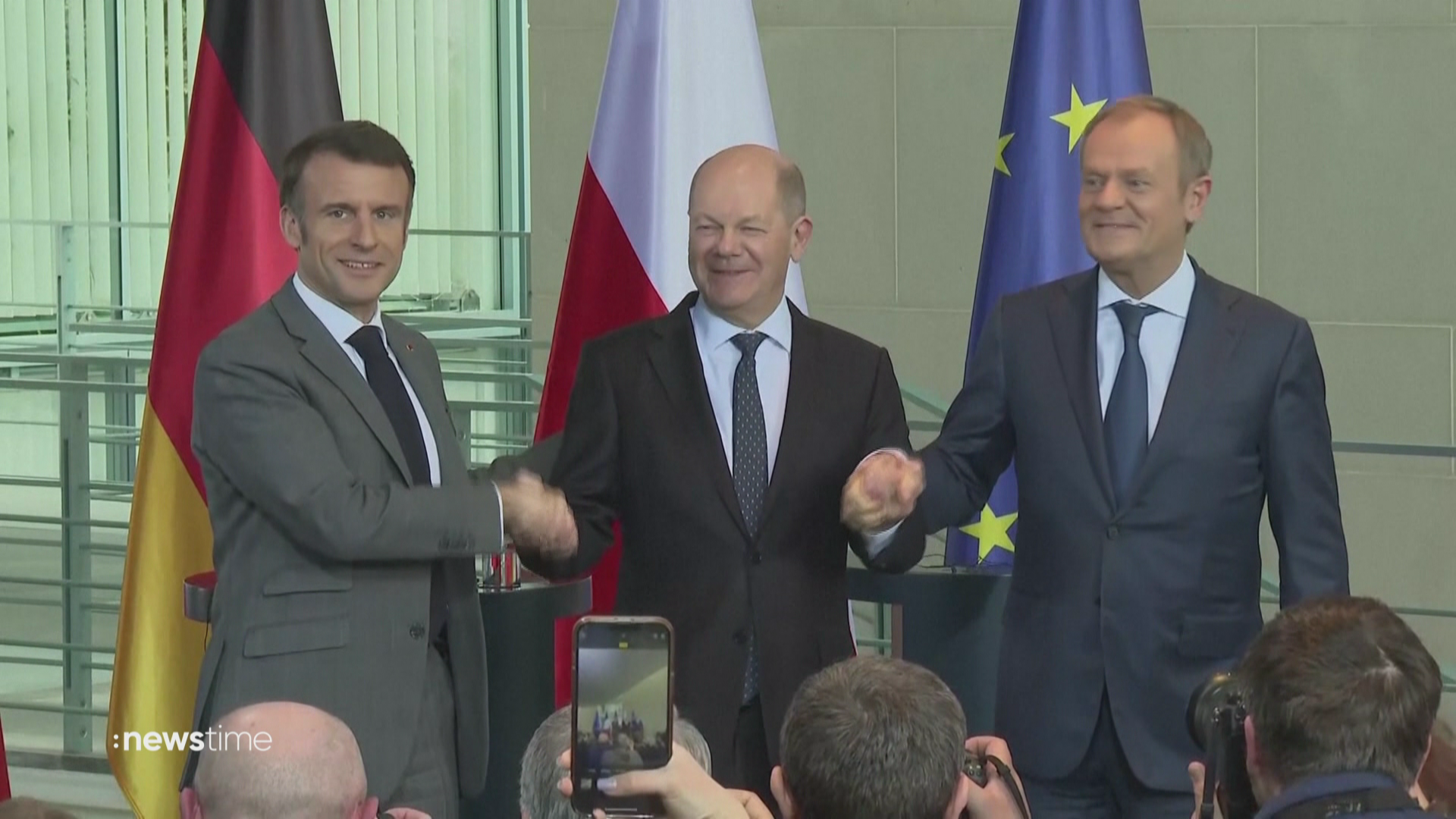 Scholz, Macron und Tusk beschwören Zusammenhalt bei Ukraine-Hilfe  