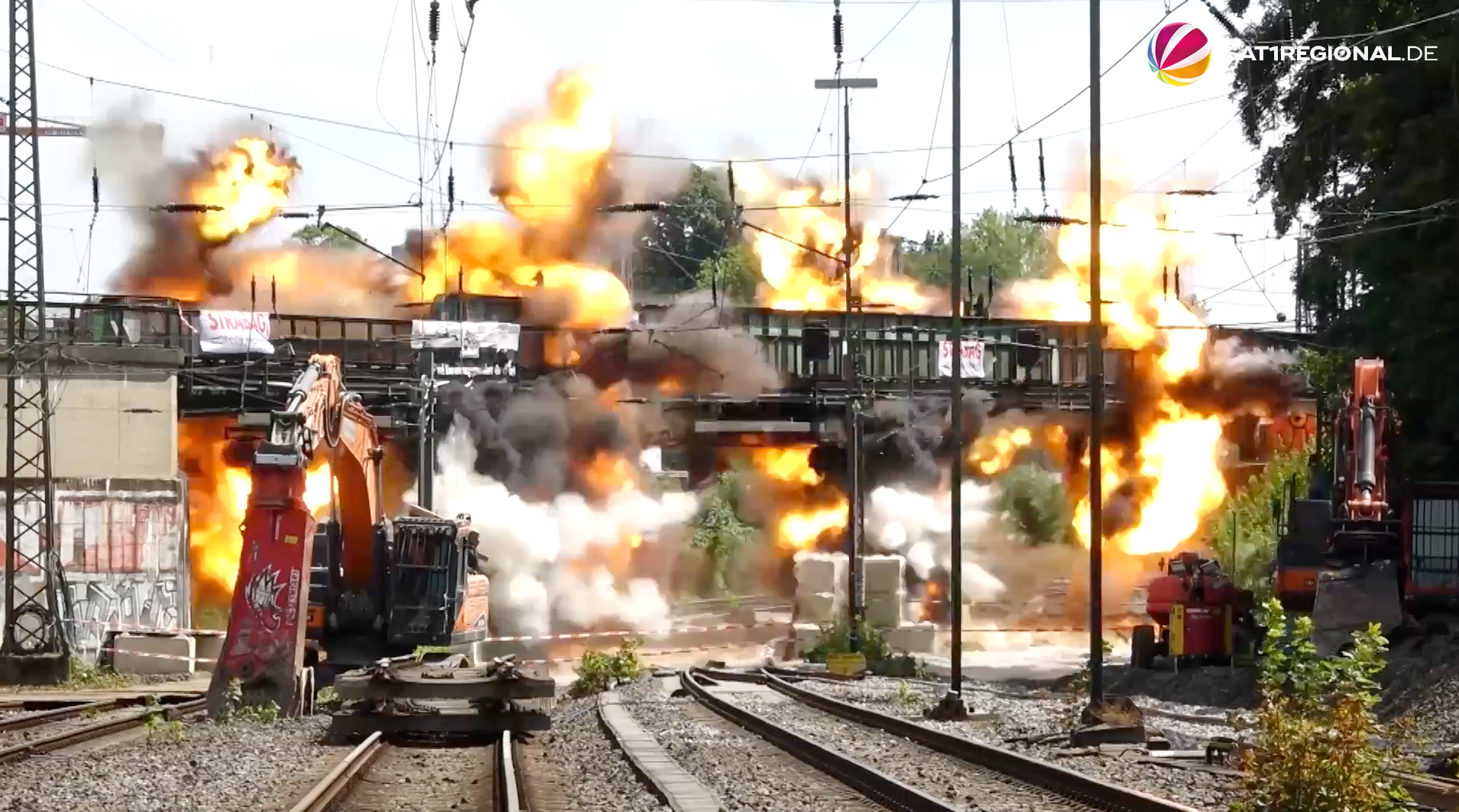 Video: Eisenbahnbrücke in Hamburg gesprengt